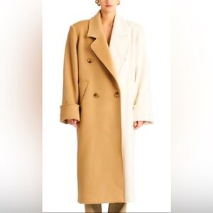 RONNY KOBO Minka Coat in Ivory & Mahogany- Two-Tone Women's Coat